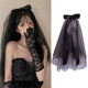 Crystal bow black veil mesh gothic wedding dress headdress cos photo bridal hair accessories retro dark style black bow veil-hair comb style