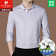 皮尔卡丹（pierre cardin）高级感100%桑蚕丝长袖衬衫男士2023秋季条纹商务正装衬衣男免烫 BY9908款-红条 190/58【适合体重185-220斤】