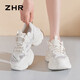 
ZHR dad shoes for women in summer thick sole casual mesh hole shoes for women breathable women shoes G673E beige (mesh) 34