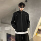 QGF American high street shoulder pad jacket for men and women in spring and autumn new short style handsome fashion brand top clothes high-end jacket black XL recommended 110-130Jin Jin is equal to 0.5 kg