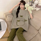 Junjunsui Dimei Pajamas para mujeres Pantalones puros de algodón puro Pantalones de manga corta Spring y otoño Gran tamaño 200 Jin [Jin equivale a 0.5 kg] Summer Student Student Clothing Conjunto de ropa a corta duración de longitud 671 Dingdang Cat 2xl grande (150-170 Jin [Jin es igual a 0.5 kg])