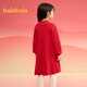 Balabala girls new Chinese style knitted dress 2025 spring red pleated princess New Year skirt 208125111001