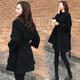 Wei Erni 2020 winter women's black woolen coat Hepburn style small thickened woolen coat short XDD20 black S