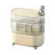 Mi Ling ins style rotating storage box for cosmetics and jewelry transparent compartment storage box desktop data line defense three layers - bear cream white