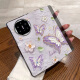 Ruisong eignet sich für Huawei Matex5 Mobiltelefon Hülle Butterfly X5 Collector's Version einfach Ins Style Fleisch Frauen X3 Klappbildschirm Full-Inclusive-Hülle X5 Flip-Stil High-End-Sinn Internet-Prominente Trend [Ölmalerei Schmetterlingsgrün] Faltblatt Full-Inclusive Flip Leder Casex5 Collector's Version