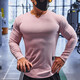 Lutielang fitness clothes sports T-shirt bottoming shirt men's long-sleeved elastic quick-drying muscle training running top gray L