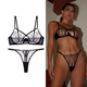 Victoria Palace Sexy Underwear Cross Strap Top Support Big Breast Reduction Anti-sagging Lace Bra Thong Bra Set Black M <Suitable for 75A.75B.75C>