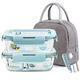 Demas hitzebeständiges Glas Frischwahrnehmungsbox Mikrowellen-Lunchkinokintenfachmann Bento Box Nordic Blue Partition 680+ 700+ Taschen+ Tabelle Geschirr