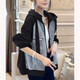 AEMAPE2025 Spring and Autumn New Black Hooded Splicing Baseball Jacket Women's Small Fashion Casual Denim Jacket Picture Color XL -115-125Jin Jin is equal to 0.5 kg