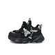 Saturday children's shoes winter new plus velvet sports shoes girls dad shoes light running shoes black silver 37
