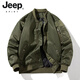 JEEP SPIRIT American bomber jacket men's winter cotton thickening baseball uniform spring and autumn casual thin flying cotton clothing black winter cotton clothing thickened XL 130~145Jin Jin equals 0.5 kg