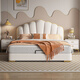 Wufan modern soft-packed shell bed cream style master bedroom double bed 1.8m soft-packed storage bed small and medium-sized apartment full-edge bed + skin-friendly independent bag spring mattress + 1 cabinet 1.8*2m frame bed 15cm silent bed board