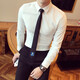 Kaduton best man's shirt trousers suit two-piece set four season Korean style slim best man's wedding dress brothers suit long-sleeved white shirt + black, pants + bow tie XL 125-135