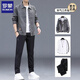 ROMON jacket men's suit spring and autumn new Korean style set of trendy youth casual clothes men's three-piece set J06 dark gray jacket + cotton white T + K1063 black XL 120-140Jin Jin equals 0.5 kg