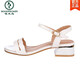 Carpintería de carpintería sandalias blancas para mujeres 2025 nuevos zapatos para mujeres de combinación de matrícula blanca zapatos de madre suave y cómoda Q683-4 cm 34