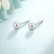 Mengjinyuan platinum earrings for women, PT950 glossy small round beads, platinum earrings, mini ear sticks, gift for girlfriend and friends, about 0.8g