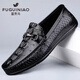 Fugui Bird Herrenschuhe Sommerzehen Schicht Cowide Business Casual Crocodil Muster Mütze weiche Sohle atmungsaktiven leichten Fahren lässige Schuhe Herren schwarzes Muster Yulin Fg9920 38