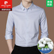 皮尔卡丹（pierre cardin）高级感100%桑蚕丝长袖衬衫男士2023秋季条纹商务正装衬衣男免烫 BY9908款-红条 190/58【适合体重185-220斤】