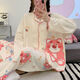 Xuanmulin style pajamas for women in spring and autumn cardigan long sleeves sweet cartoon loose plus size princess style thin home clothes 9207 Dingdang Cat M Recommended 80-100Jin [Jin equals 0.5 kg]