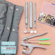 Bouton Appuyez sur le bouton SCONPORT BOUTON BOUTON-FREE-FREE MÉTAL METAL Quad Bouton Down Clothes Bouton Mother Bouton Mother Silver 655 20 SETS + Outils de cochons à la main + boîte de stockage
