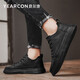 Yierkan men's shoes casual leather shoes men's British soft sole shoes outdoor work shoes men E53101136 black 42