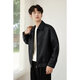 NUKM lapel pu leather jacket men's 2026 spring and autumn new motorcycle wear leather jacket casual men's tops trend black L