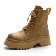Aizunshi Martin Boots Frauen 2024 Herbst und Winter Neue Britisch -Style -Kurzleder Kurzstiefel Dicke Sohle Erhöhung Retro Motorrad Single Stiefel Brown 38