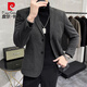 Pierre Cardin woolen casual small suit jacket spring and autumn Korean style single suit top business men's high-end handsome men's suit khaki color L recommended 110-130Jin Jin equals 0.5 kg
