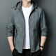 
J Jinba Daddy's Spring and Autumn Thin Jacket Middle-aged Men's Stand Collar Spring Casual Loose Hooded Outer k12127 Black M 170