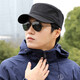 Goshnier military hat men's spring and autumn hat men's peaked cap flat cap big head circumference autumn and winter casual hat versatile sun protection hat black adjustable L large size 60cm