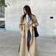 GARNUO khaki windbreaker jacket for women mid-length 2025 spring and autumn new small high-end British style casual coat Khaki M [111-130Jin[Jin equals 0.5 kg]]
