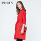 
PORTS New Product Women's Simple Lapel Medium-Length Trench Coat LN8T022HWB015 Flame Red-2 S (4)