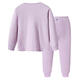 Ropa de otoño para niños grandes de tres tiros y pantalones de otoño, categoría A, conjunto de ropa interior antibacteriana de algodón puro de manga larga con cuello redondo para niñas para adolescentes, lavanda 150