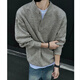PTAT American handsome Henry collar sweater men's new autumn and winter warm and lazy old money style sweater base layer H1010 floral gray L