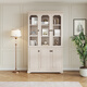 Quanyou Home Retro Pastoral Style Three Door Bookcase Guest Dining Room Study Storage Storage Cabinet Display Cabinet Floor Cabinet