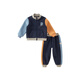 DAVE&BELLA Children's Sports Suit Girls' Autumn Clothes New Polar Fleece Boys' Clothes Large Children's Tops and Trousers Two-piece Set Navy Blue Ready Stock 100 cm (recommended height 90-100cm)