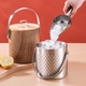 Yanxing Internet celebrity double-layer stainless steel ice bucket ice bucket bar ktv commercial beer bucket household storage bucket imported double-layer diamond + wooden lid 2L (free ice clip)