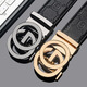 CswnKcsa belt luxury famous men's genuine leather belt round G automatic buckle business casual top layer cowhide belt for boyfriend gun buckle round G pattern ck653 high-end gift box 120cm