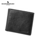 Sharkborough Top-Layer Cowide Herren echtes Leder Kurzer Brieftaschenlizenz Multifunktion Anti-Demagnetisierungs-Brieftaschen-Kartentasche Geschenkbox Geschenk Schwarz Schwarz
