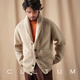 CULTUM 1500g whole wool autumn and winter thick heavy green fruit collar sweater men's coat long-sleeved formal wear brown L