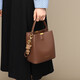 viney cowhide bag women's bag brand bucket bag light luxury one-shoulder crossbody bag birthday Chinese Valentine's Day gift for girlfriend