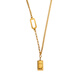 Fat Donglai's same style 18k gold necklace that does not fade, small gold bricks, women's 2023 new style niche, 18k gold, double fortune, small gold bar necklace