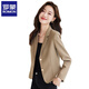 ROMON coffee color short small suit jacket for women spring and autumn 2026 new style ladies casual small suit jacket black S recommended 95Jin Jin is equal to 0.5kg within