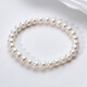 Meluxe6-7mm freshwater pearl nearly round bright light elastic rope bracelet birthday gift for girlfriend, wife and mother
