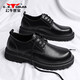 Bull Family Men's Shoes Casual Leather Shoes Men's Martin Boots British Trend Versatile Old Big Toe Work Shoes Men Black 42