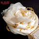 Hangzhou Silk Road Su-embroidered Silk Scarf for Women in Summer Mulberry Silk Sunscreen Scarf Floating Gauze Thin Shawl Outside Mom's Birthday Gift Gold