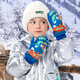 Paw Paw Team makes great contributions to children's gloves thickened ski warm gloves for boys and girls cartoon cute plus velvet playing snow gloves blue