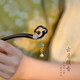 Moon stone edge sandalwood rabbit hairpin ancient style women's new Chinese style step rocking hairpin high-end hairpin daily wooden hairpin simple and modern Yunyue hanging incense
