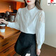 
Piercadian embroidered cotton shirt for women's autumn new fashion embroidered white shirt loose and versatile long-sleeved top CY9227 White M [Suggested 96-110Jin [Jin equals 0.5 kg]]