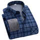 Woodpecker long-sleeved plaid shirt men's autumn and winter plus velvet thickened warm men's shirt casual large size dad's clothes men's clothing 9906 3XL